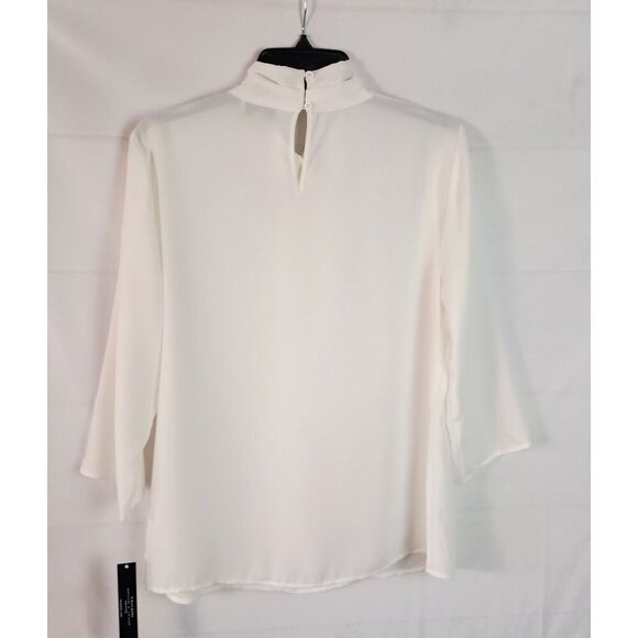 Tahari Arthur S Levine Ivory Front Drape Blouse Petite M NWT Career Office Top - Picture 8 of 8